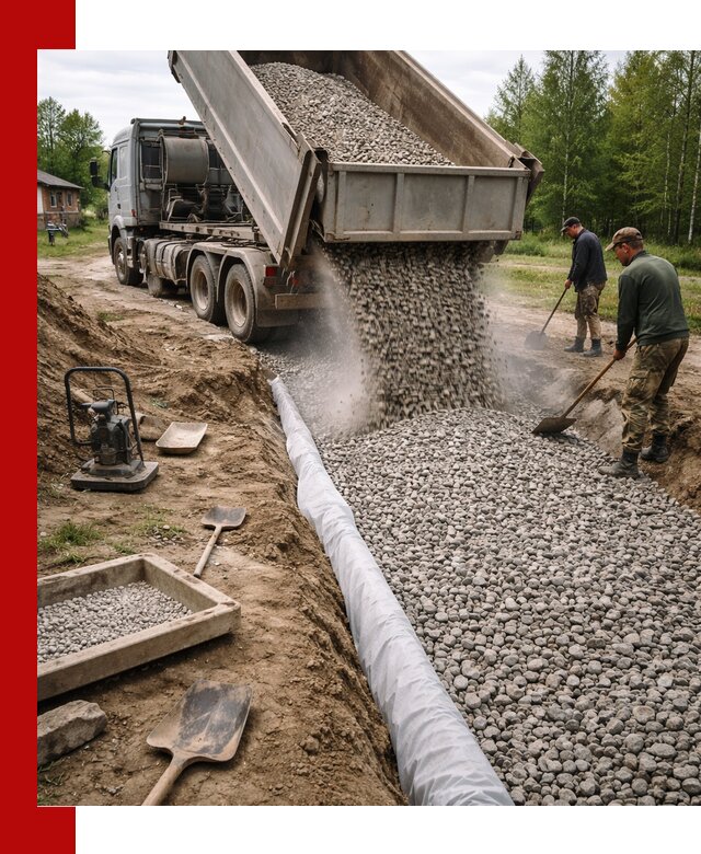 Гравий для дренажа с доставкой в Арсеньеве качественный и недорогой