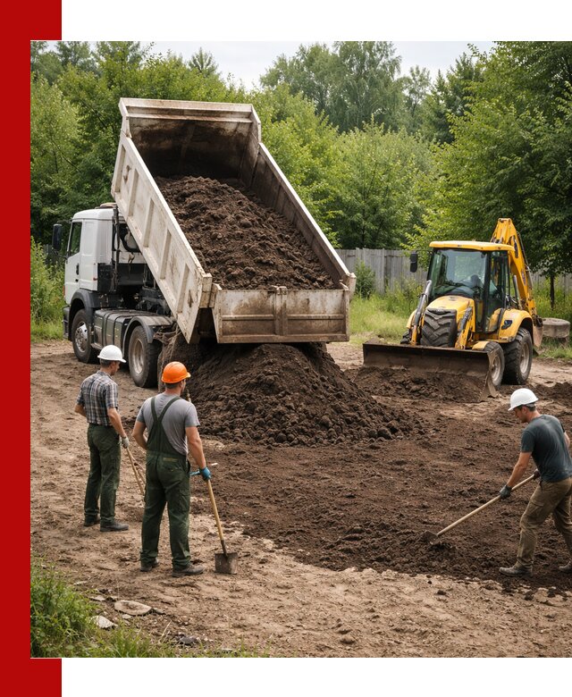 Доставка и укладка грунта для выравнивания участка в Арсеньеве