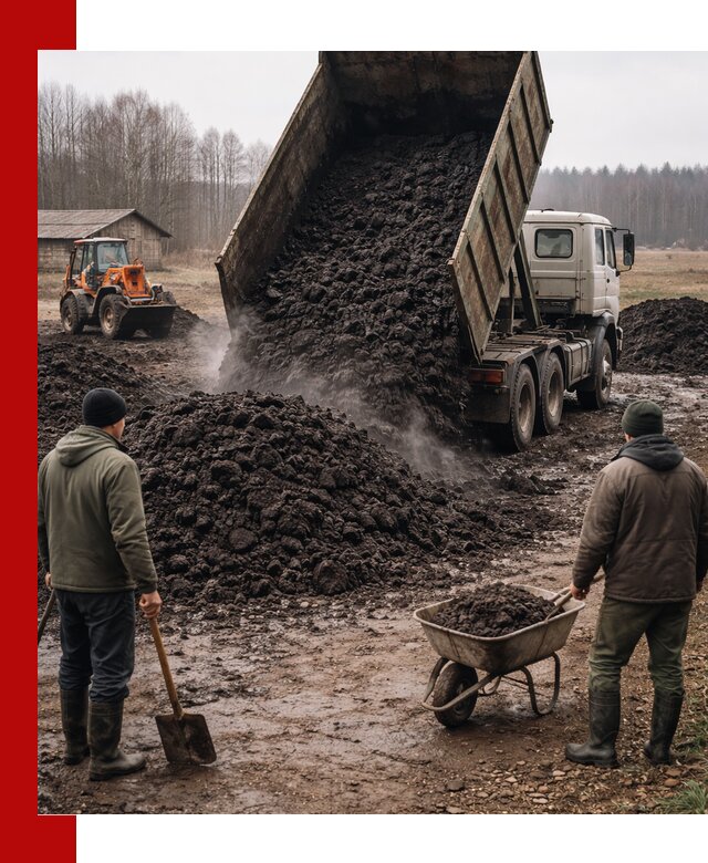 Доставка низинного торфа с разгрузкой и доставкой в Арсеньеве