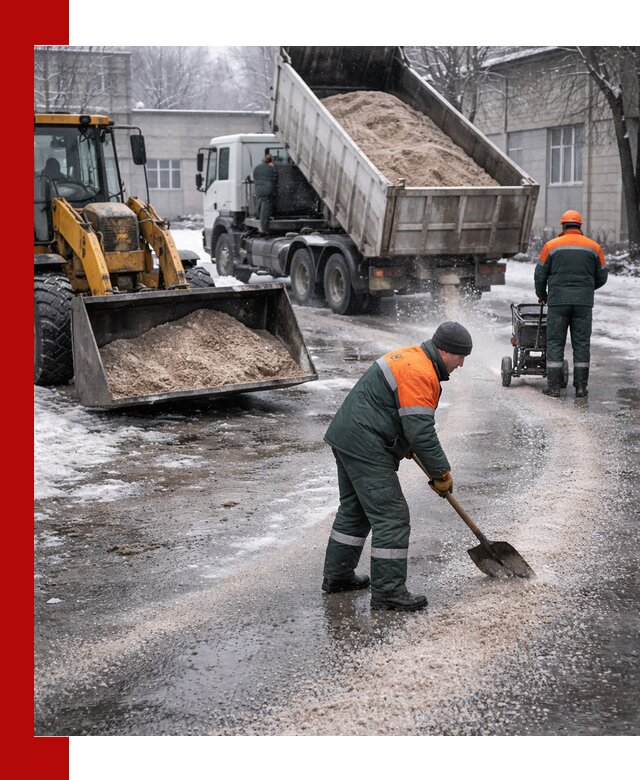 Реагент против гололеда с доставкой и нанесением в Арсеньеве