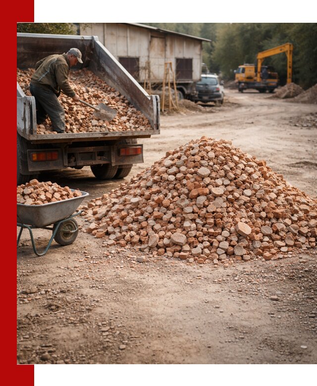 Доставка и подушка из боя кирпича с разгрузкой в Арсеньеве