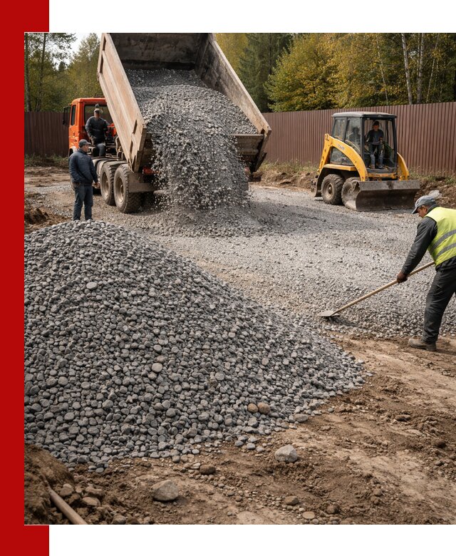 Отсыпка участка щебнем с доставкой и уплотнением в Арсеньеве